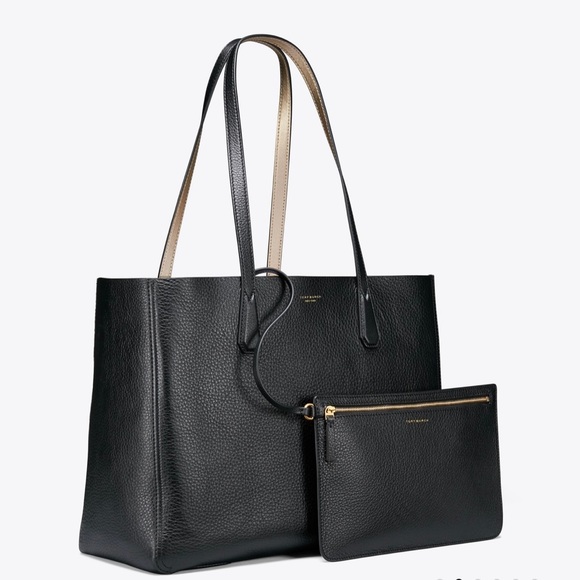 Tory Burch Black/Gold Perry Reversible Tote - Picture 2 of 16